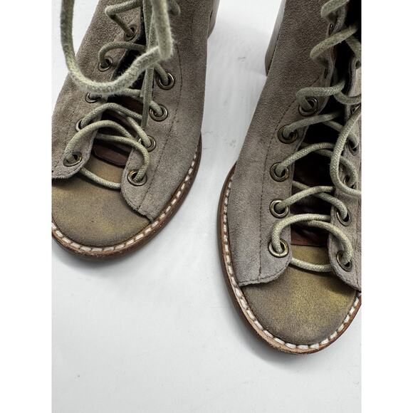 Jeffrey Campbell Light Brown Cors Suede Lace Up Sandals Block Heel Sz 7 Grunge - Picture 4 of 11